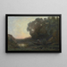 The boatman, the bank, sunset - Jean-Baptiste-Camille Corot — framed artwork on a wall