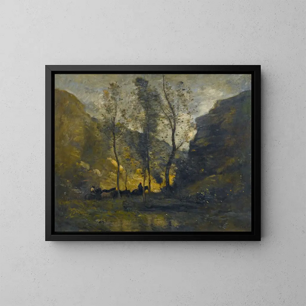 Die Schmuggler - Jean-Baptiste-Camille Corot — gerahmtes Bild an der Wand
