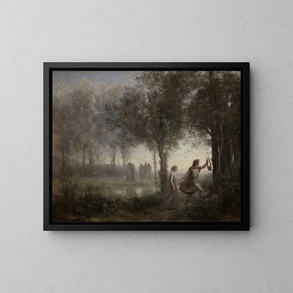 Orpheus, der Eurydike aus der Unterwelt führend - Jean-Baptiste-Camille Corot — gerahmtes Bild an der Wand