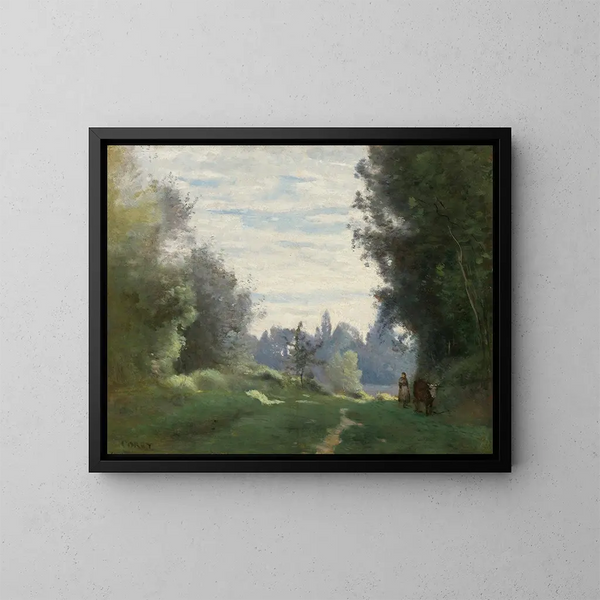Morgenstrahlen - Jean-Baptiste-Camille Corot — gerahmtes Bild an der Wand