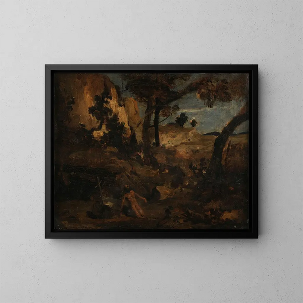 Saint Jérôme - Jean-Baptiste-Camille Corot — gerahmtes Bild an der Wand