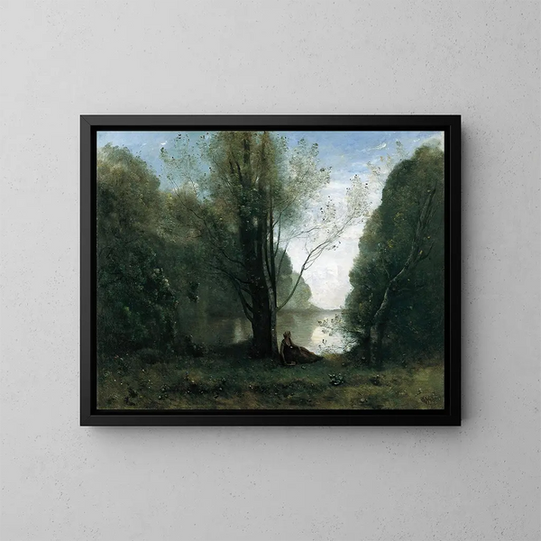 Solitude, Souvenir de Vigen Limousin - Jean-Baptiste-Camille Corot — gerahmtes Bild an der Wand