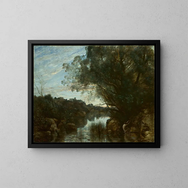 Souvenir des environs du lac Nemi - Jean-Baptiste-Camille Corot — gerahmtes Bild an der Wand
