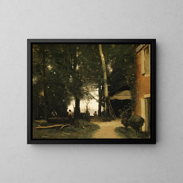 Die Ufer der Seine bei Conflans - Jean-Baptiste-Camille Corot — gerahmtes Bild an der Wand