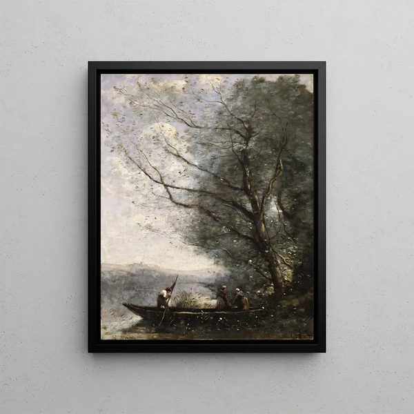Der Fährmann - Jean-Baptiste-Camille Corot — gerahmtes Bild an der Wand