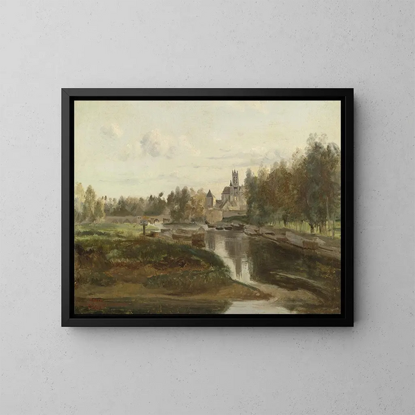 Ansicht von Moret-sur-Loing - Jean-Baptiste-Camille Corot — gerahmtes Bild an der Wand