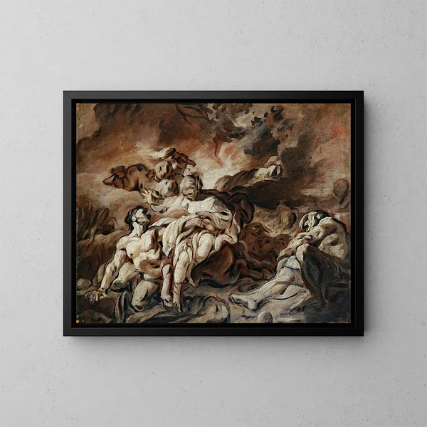 Nessus, das seine vergiftete Tunika an Dejanira anbietet - Jean-Baptiste Deshays — gerahmtes Bild an der Wand