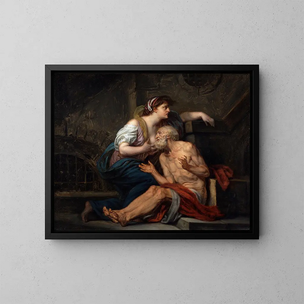 La Charité romaine - Jean-Baptiste Greuze — gerahmtes Bild an der Wand