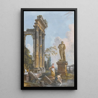 JeanBaptiste Lallemand - A View Of A Ruined Temple With Washerwomen.webp