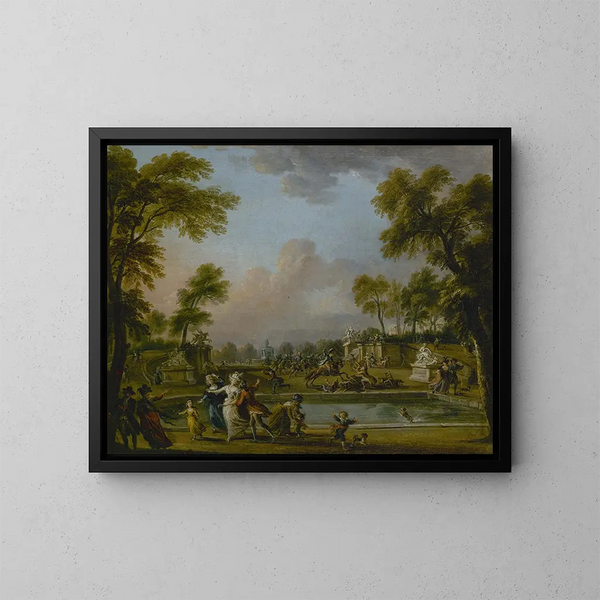 Die Belagerung des Prinzen von Lambesc im Tuileries-Garten am 12. Juli 1789 - Jean-Baptiste Lallemand — gerahmtes Bild an der Wand