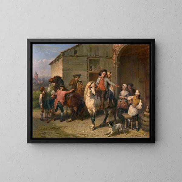 Ritter in der Herberge - Jean-Baptiste Madou — gerahmtes Bild an der Wand