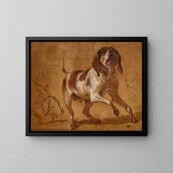 Studio di un cane ululante - Jean-Baptiste Oudry — quadro incorniciato alla parete