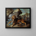 Der Löwe und die Fliege - Jean-Baptiste Oudry — gerahmtes Bild an der Wand