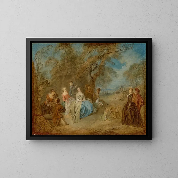 Una compagnia elegante in un parco - Jean-Baptiste Pater — quadro incorniciato alla parete