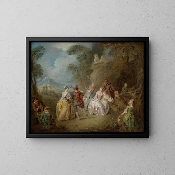 Scène cortese in un parco - Jean-Baptiste Pater — quadro incorniciato alla parete