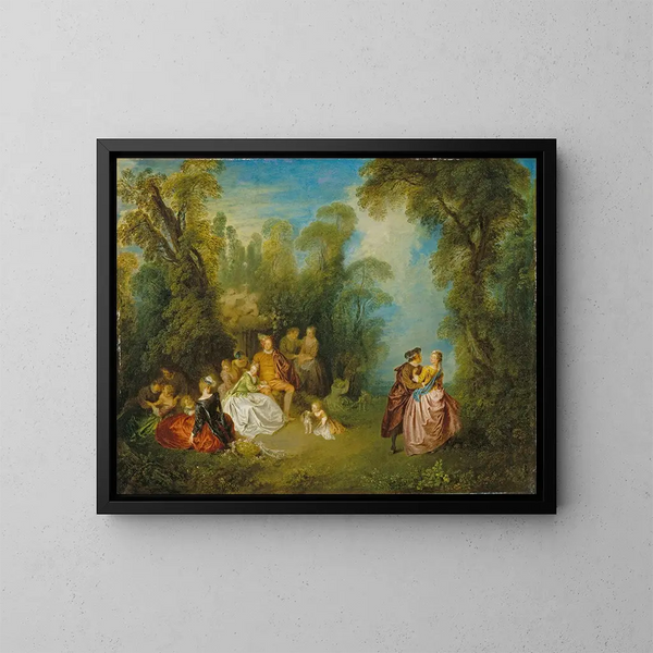 Fête galante vicino a una fontana - Jean-Baptiste Pater — quadro incorniciato alla parete