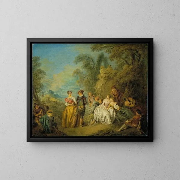 Fête galante con una coppia che danza - Jean-Baptiste Pater — quadro incorniciato alla parete