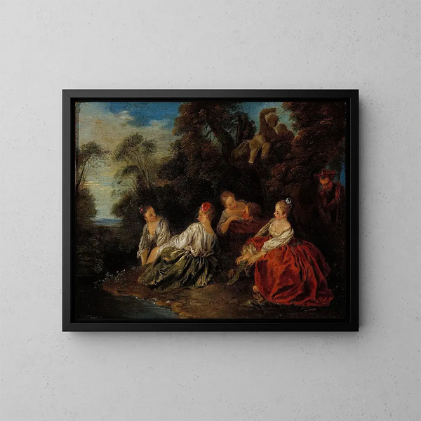 I Piaceri del bagno - Jean-Baptiste Pater — quadro incorniciato alla parete