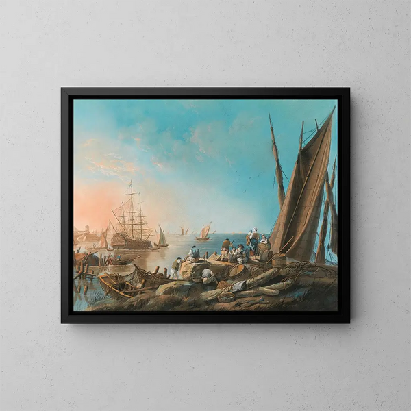 Alla foce del fiume Tago - Jean-Baptiste Pillement — quadro incorniciato alla parete