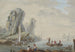 Baia con Grandi Rocce a Sinistra e Pescatori - Jean-Baptiste Pillement — vista dell’opera
