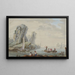 Baia con Grandi Rocce a Sinistra e Pescatori - Jean-Baptiste Pillement — quadro incorniciato alla parete