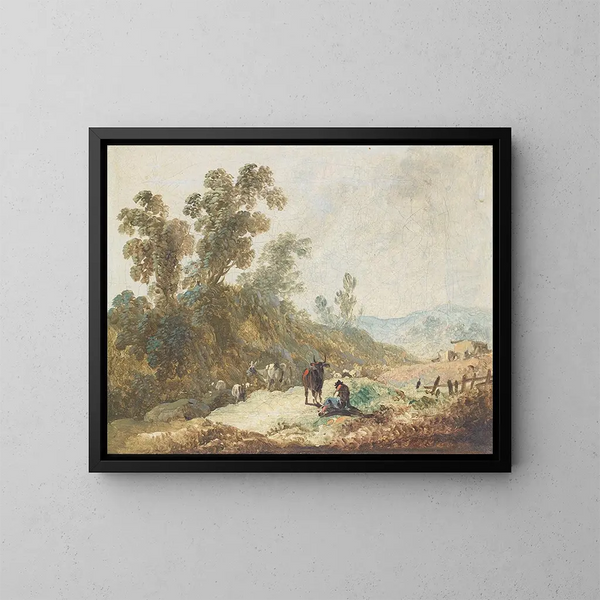 Paesaggio pastorale - Jean-Baptiste Pillement — quadro incorniciato alla parete