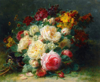 JeanBaptiste Robie - A Bouquet Of Cabbage Roses.webp