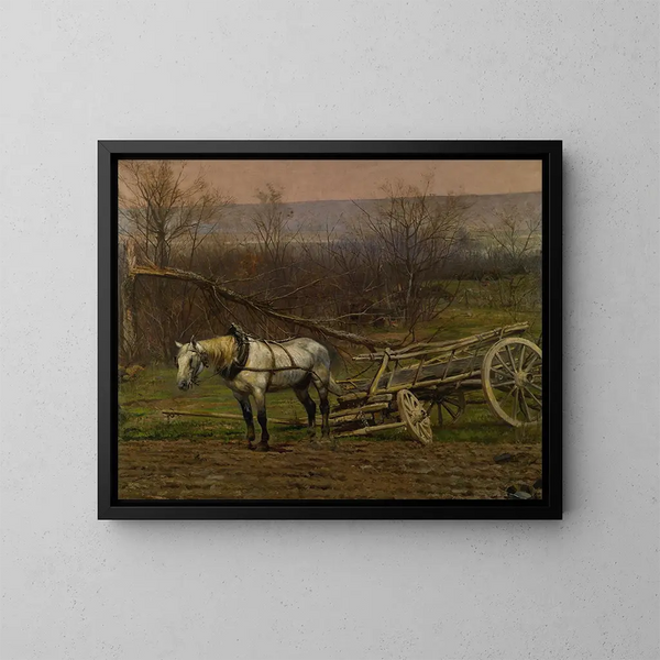 Carro trainato da un cavallo bianco - Jean-Baptiste Édouard Detaille — quadro incorniciato alla parete