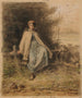 Giovane pastora seduta su una staccionata - Jean-François Millet — vista dell’opera