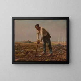 Mann mit Hacke - Jean-François Millet — gerahmtes Bild an der Wand