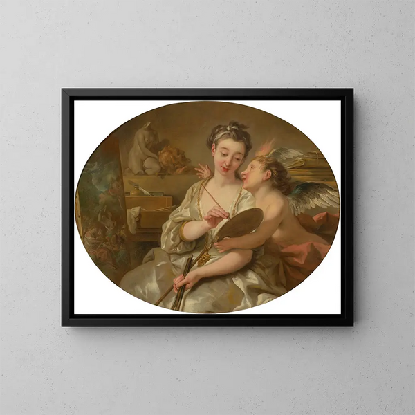 Allegorie der Malerei - Jean-François de Troy — gerahmtes Bild an der Wand