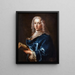 Ritratto di un uomo con cappotto blu che tiene un libro - Jean-François de Troy — quadro incorniciato alla parete