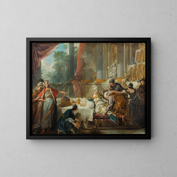 Die Verurteilung Aman's - Jean-François de Troy — gerahmtes Bild an der Wand