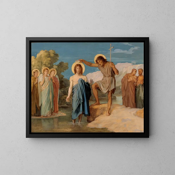 Il battesimo di Cristo - Jean-Hippolyte Flandrin — quadro incorniciato alla parete