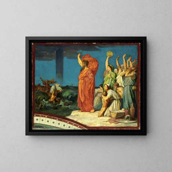 Mosè che ordina alle acque di richiudersi sull'esercito egiziano - Jean-Hippolyte Flandrin — quadro incorniciato alla parete