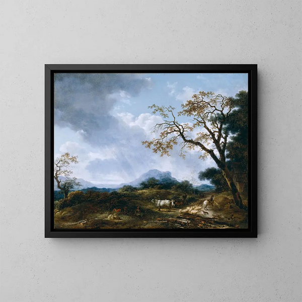 Paesaggio con pioggia passeggera - Jean-Honoré Fragonard — quadro incorniciato alla parete