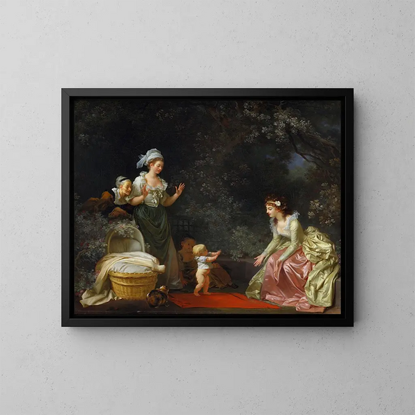 I primi passi - Jean-Honoré Fragonard — quadro incorniciato alla parete
