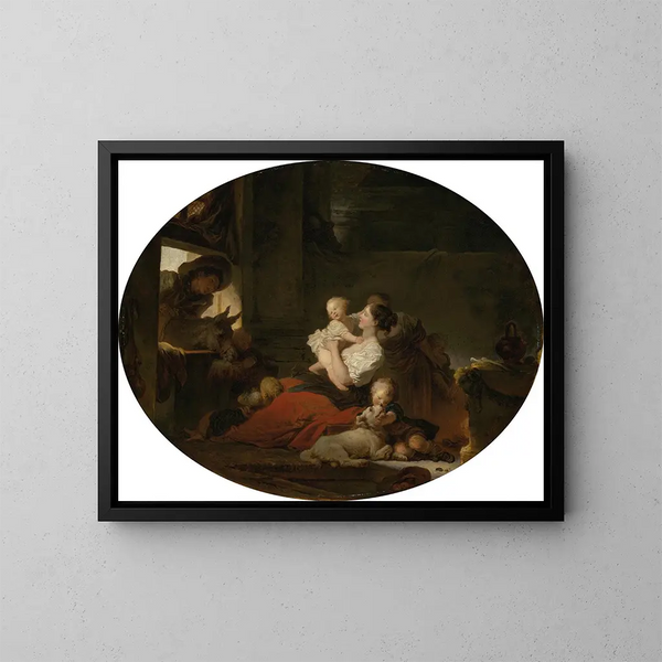 La Famiglia felice - Jean-Honoré Fragonard — quadro incorniciato alla parete