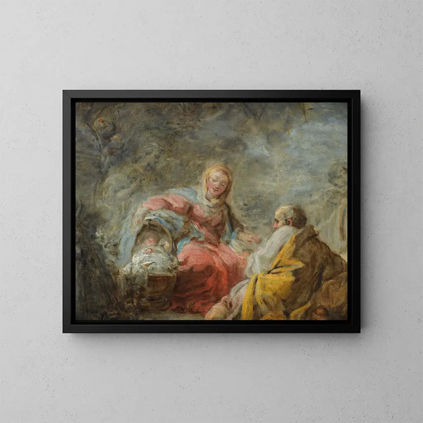 Il riposo durante la fuga in Egitto - Jean-Honoré Fragonard — quadro incorniciato alla parete