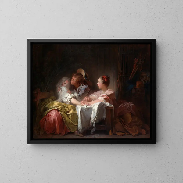Il Bacio rubato - Jean-Honoré Fragonard — quadro incorniciato alla parete