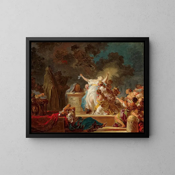 Il sacrificio al Minotauro - Jean-Honoré Fragonard — quadro incorniciato alla parete