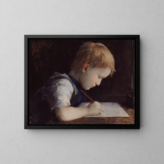 Il piccolo scrittore - Jean-Jacques Henner — quadro incorniciato alla parete