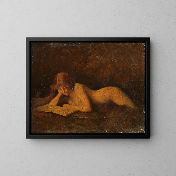 Donna che legge - Jean-Jacques Henner — quadro incorniciato alla parete