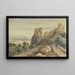 Rovina di castello davanti su un ponte due uomini - Jean-Joseph-Bonaventure Laurens — quadro incorniciato alla parete