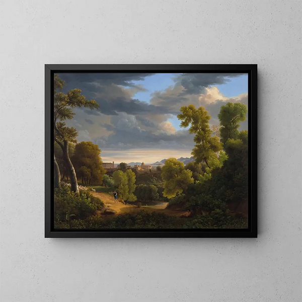 Ansicht von Vietri in der Nähe des Meeres im Golf von Salerno mit Capri im Hintergrund - Jean-Joseph-Xavier Bidauld — gerahmtes Bild an der Wand