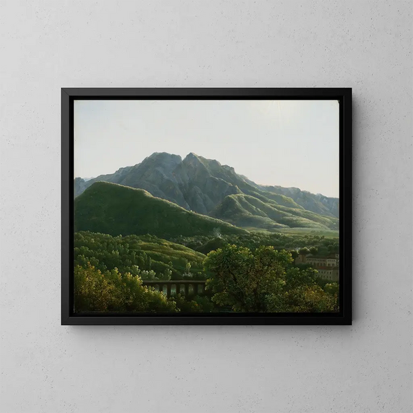 Ansicht der Brücke und der Stadt Cava, Königreich Neapel - Jean-Joseph-Xavier Bidauld — gerahmtes Bild an der Wand