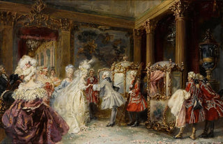 JeanPaul Sinibaldi - Elegant figures entering sedan chairs in an interior.webp