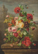 Rosen, Mohnblumen, Geißblatt und Polyanthus in einer Vase auf einer Steinschwelle - Jean-Pierre Lays — Ansicht des Kunstwerks