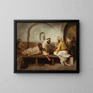 Schach spielen - Jean-Raymond-Hippolyte Lazerges — gerahmtes Bild an der Wand