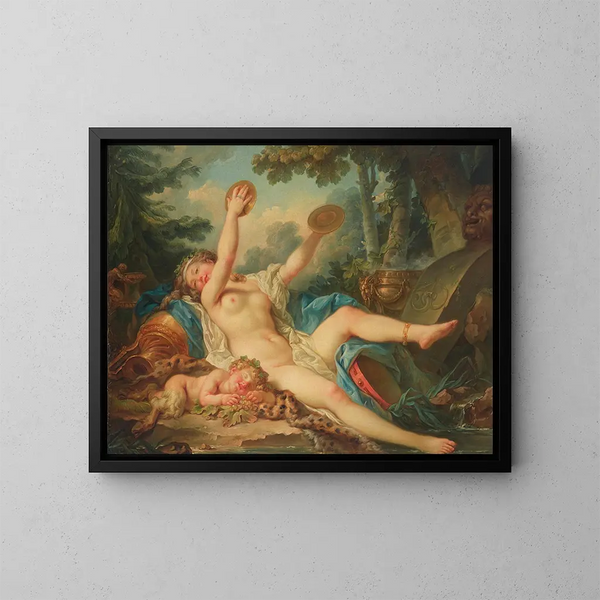 Bacchante sdraiata che suona i piatti - Jean-Simon Berthélemy — quadro incorniciato alla parete